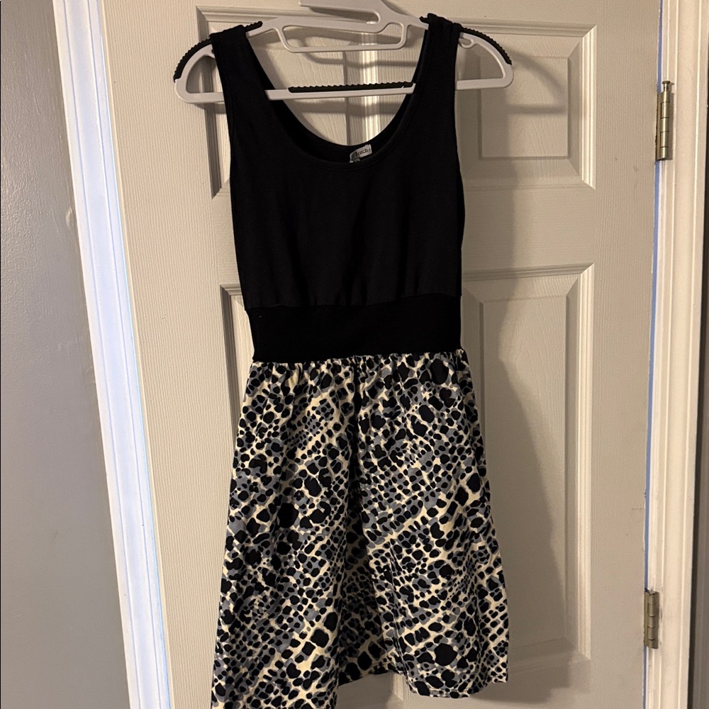 Velvet Torch Black and Cream Patterned Mini Dress